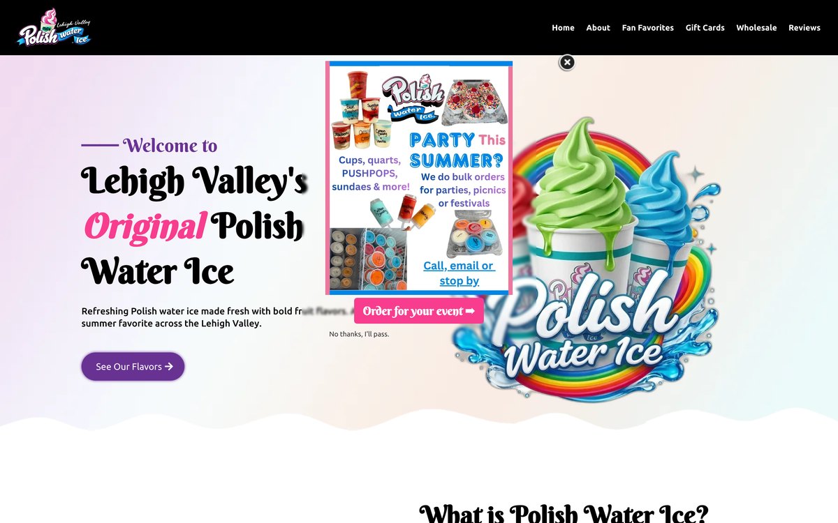 Lehigh Valley Polish Water Ice website